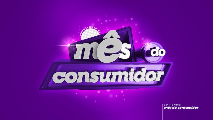 PSD sello 3d en portugués para la composición del mes del consumidor para las ventas minoristas de brasil