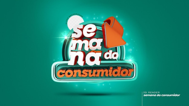 Sello 3d en portugués para la composición de la semana del consumidor para las ventas minoristas de brasil