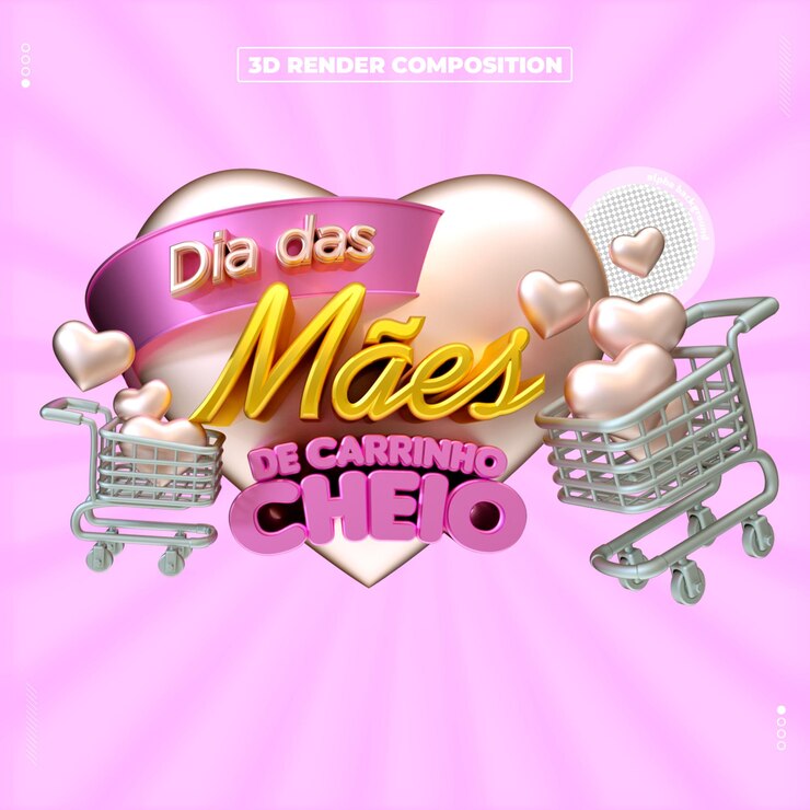 PSD sello 3d renderizado día de la madre