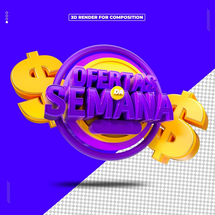 PSD sello 3d renderizado de supermercados ofertas de medios sociales