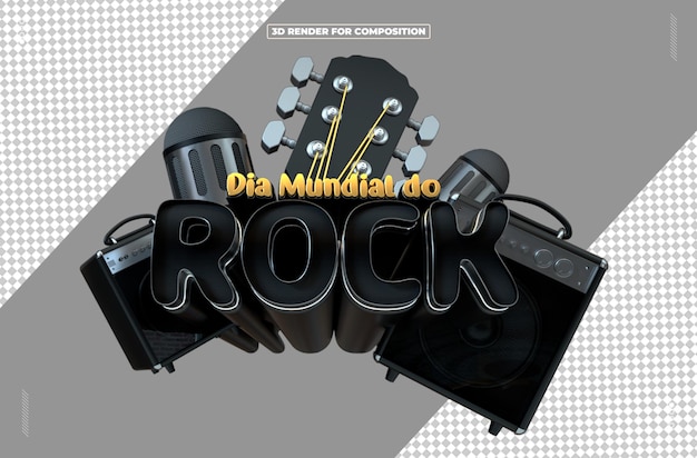 El sello 3D representa el Día Mundial del Rock 07 de julio