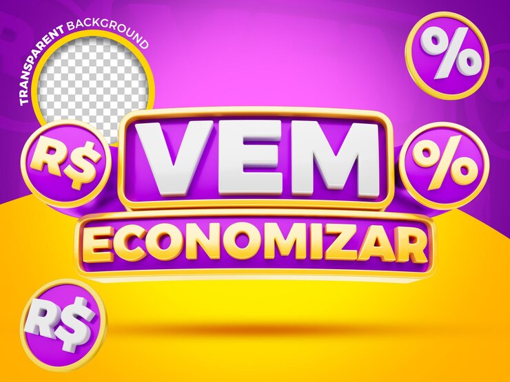 PSD sello 3d viene para ahorrar dinero para la composición en portugués