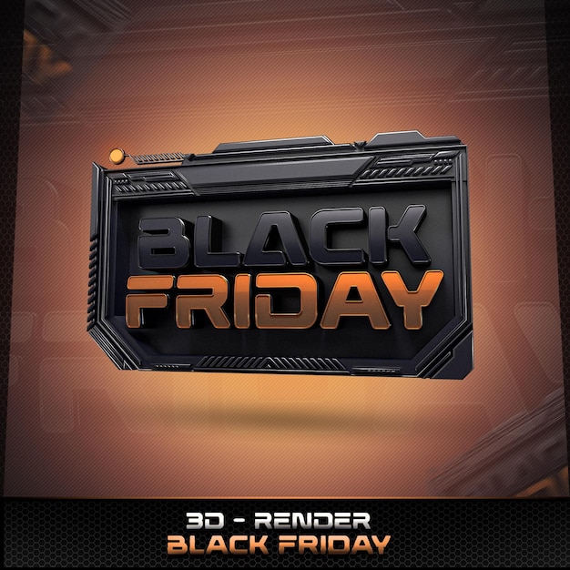 PSD sello 3d de viernes negro y naranja