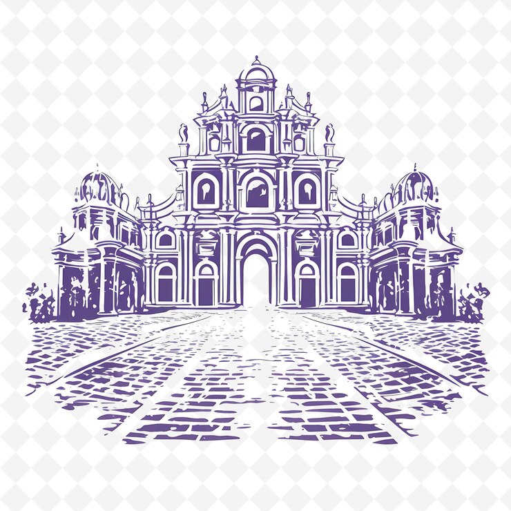 PSD sello de la ciudad de macao con color violeta monocromático ruinas de san pablo un marco de arte único minimalista