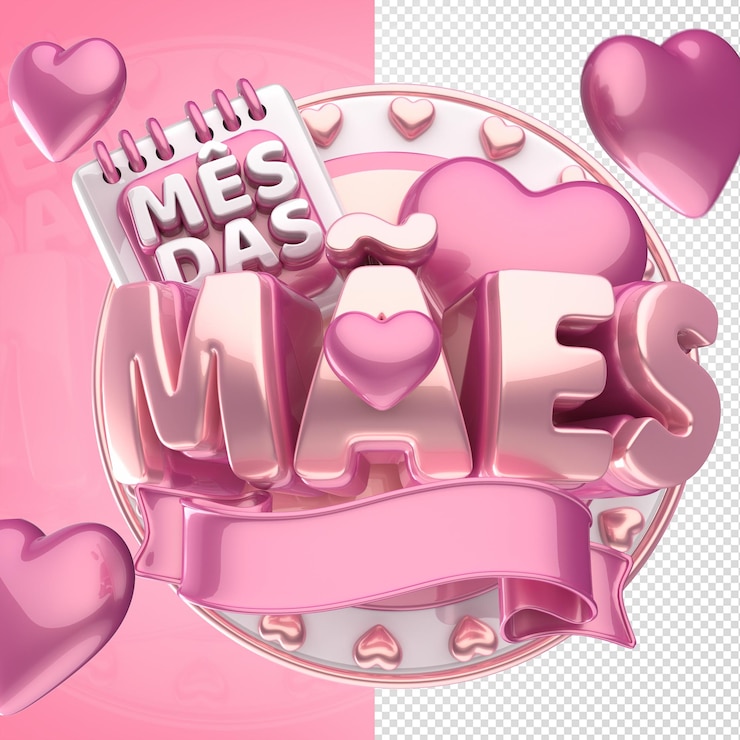 PSD sello corazon mes de la madre 3d