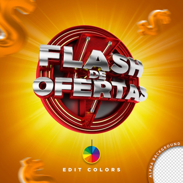 Sello minorista 3d para la composición de pds flash de ofertas promoción de productos de venta de supermercados