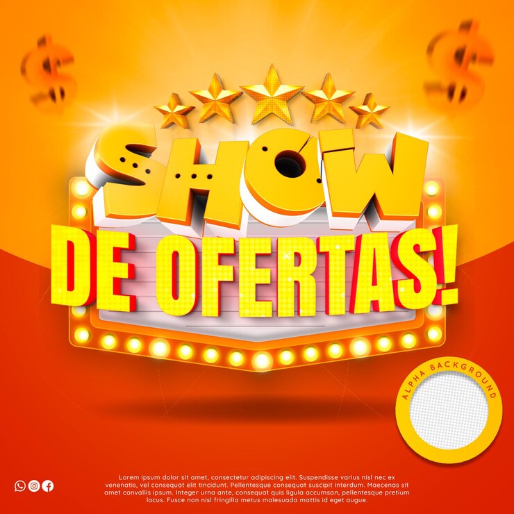 Sello de promoción minorista 3d para campañas generales en portugués