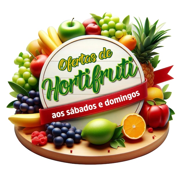 PSD sello psd para hortifruti y arte de supermercado hortifruti y logotipo de estilo 3d de supermercado con edición.