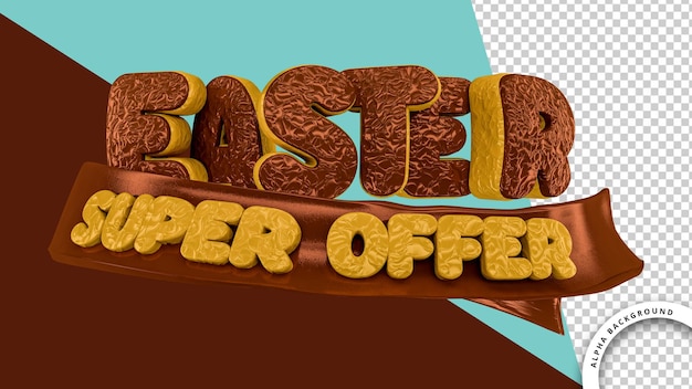 Sello de renderizado 3d de super oferta de pascua psd