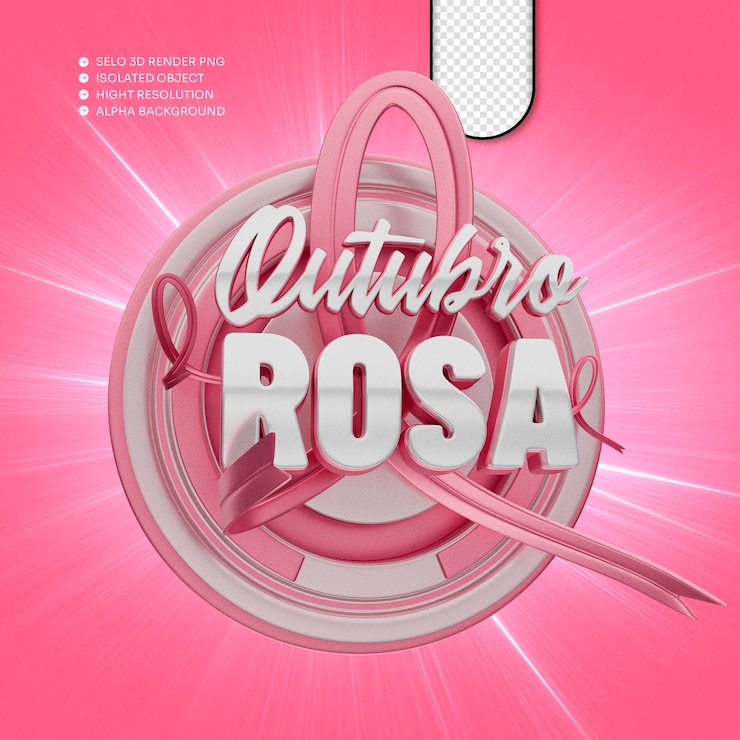 PSD sello rosa de octubre renderizado en 3d