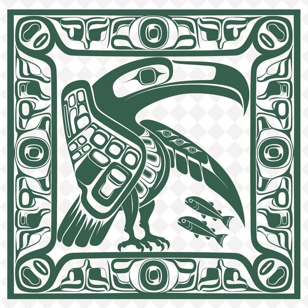 Sello tribal png haida con motivos de cuervo y águila para decoración marco tradicional único decorativo