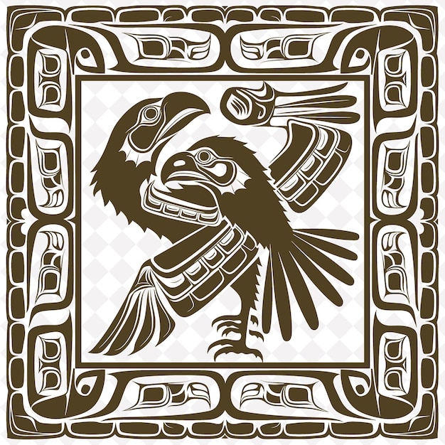 Sello tribal png haida con motivos de cuervo y águila para decoración marco tradicional único decorativo