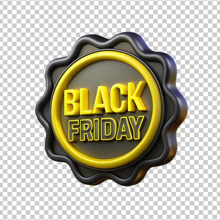 PSD sello de viernes negro 3d vidrio de neón amarillo y negro