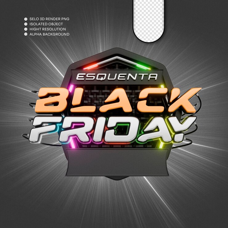PSD sello del viernes negro renderizado en 3d