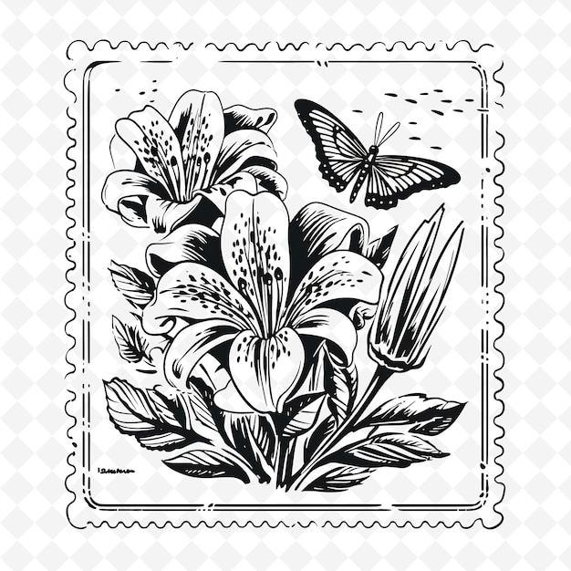 PSD sellos florales de acuarela premium de png diseños artísticos para proyectos creativos clipart y tatuaje