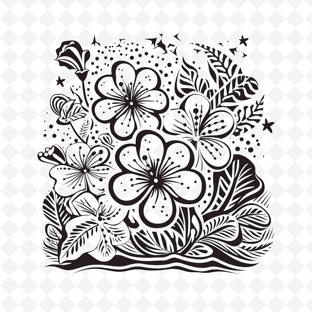 Sellos florales de acuarela premium de PNG Diseños artísticos para proyectos creativos Clipart y tatuaje
