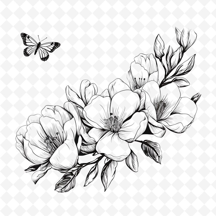 PSD sellos florales de acuarela premium de png diseños artísticos para proyectos creativos clipart y tatuaje