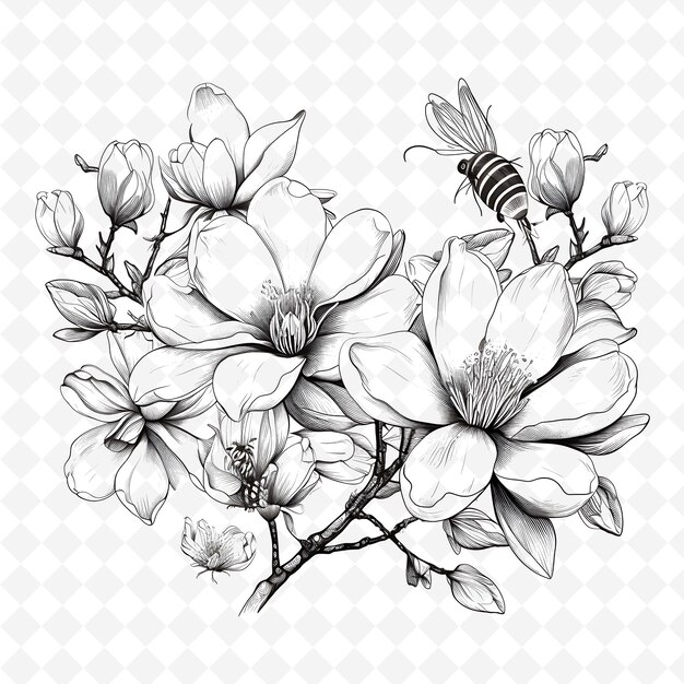 PSD sellos florales de acuarela premium de png diseños artísticos para proyectos creativos clipart y tatuaje