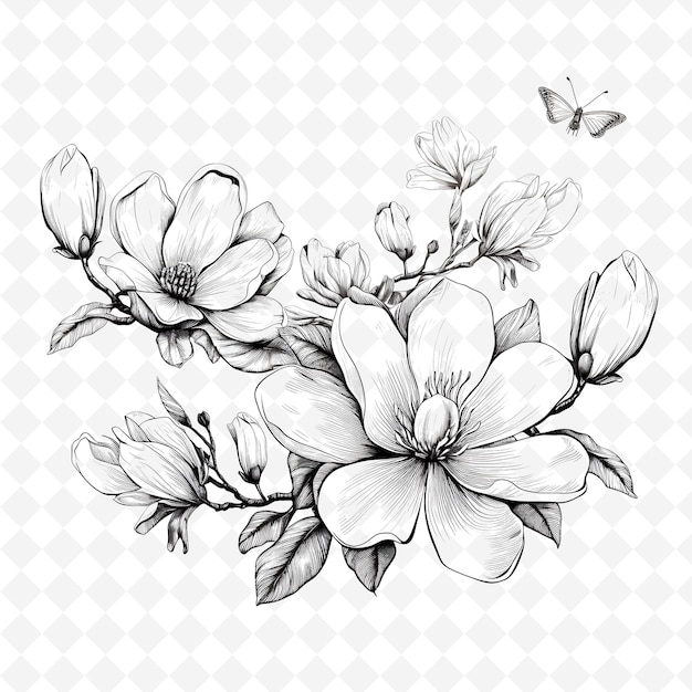 PSD sellos florales de acuarela premium de png diseños artísticos para proyectos creativos clipart y tatuaje