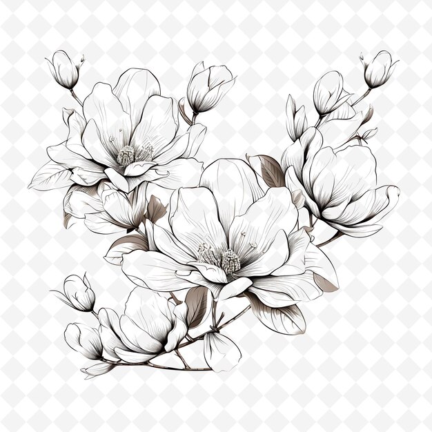 PSD sellos florales de acuarela premium de png diseños artísticos para proyectos creativos clipart y tatuaje