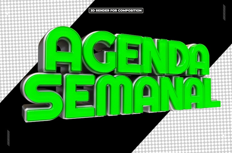 PSD selo 3d agenda de la semana redes sociais (en inglés)