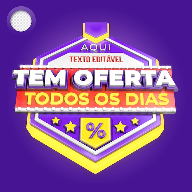 PSD selo 3d aqui tem ofertas todos os dias