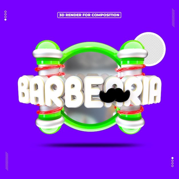 Selo 3D Barbearia Cabeleireiro Redes Socias (en inglés)