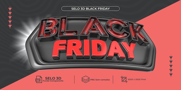 PSD selo 3d black vermelho para temas vendas de noivo de ano