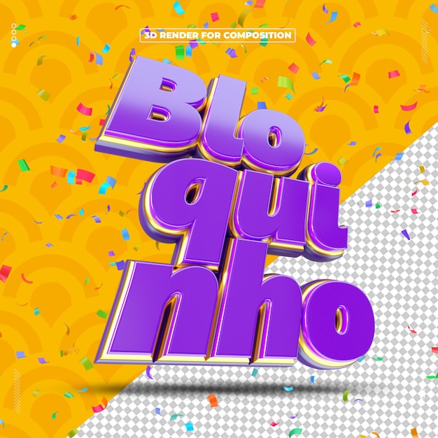 Selo 3D Bloquinho Carnaval Redes Sociais