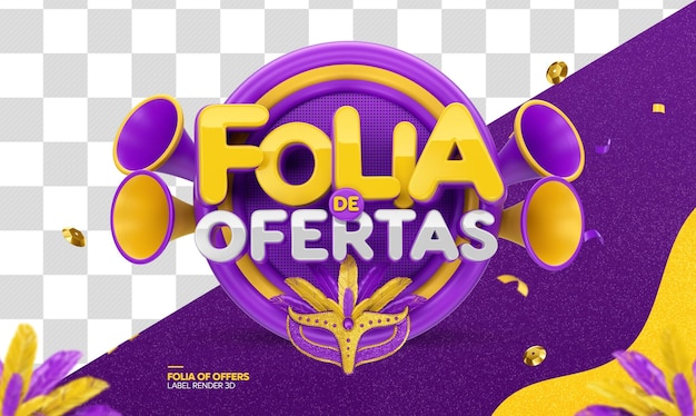 PSD selo 3d carnaval folia de ofertas für die brasilianische kampagne