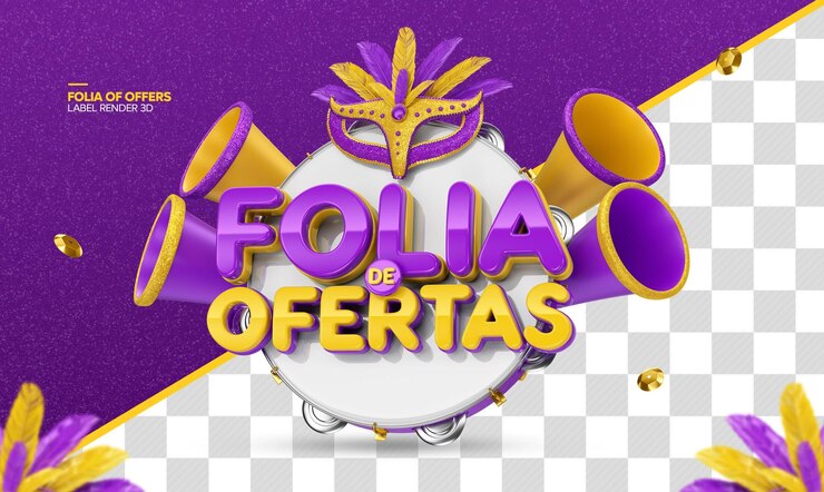 PSD selo 3d carnaval folia de ofertas para campaña brasileña