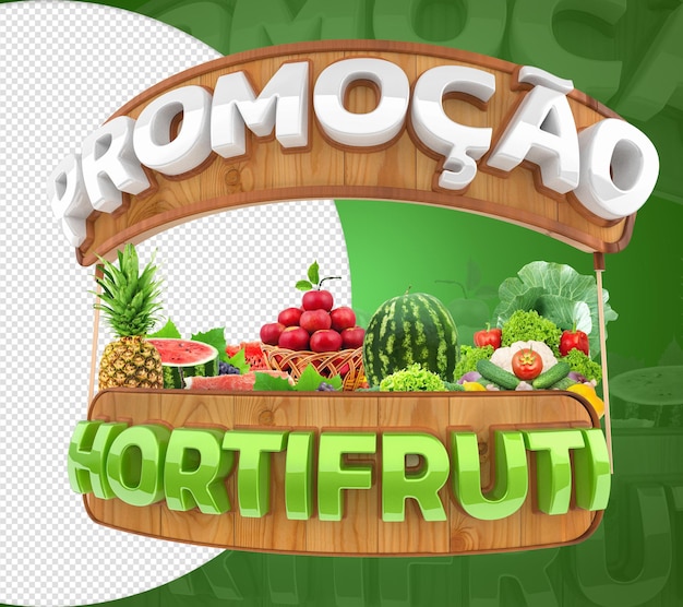 PSD selo 3d de promoção hortifruti para vendas de vegetais frutas e vegetais vendas a retalho e comércio