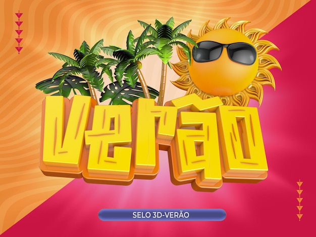 PSD selo 3d de verão brasil
