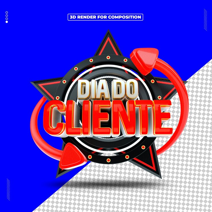 PSD selo 3d dia do cliente redes sociais (en inglés)