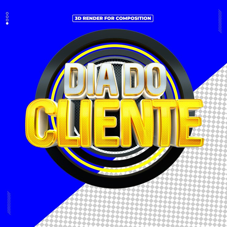 PSD selo 3d dia do cliente redes sociais (en inglés)