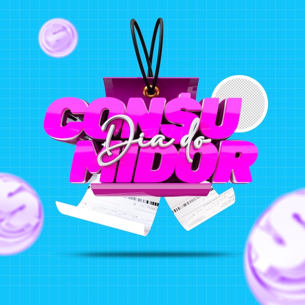 Selo 3D Dia do Consumidor Redes Sociais (Diario del consumidor y las redes sociales)