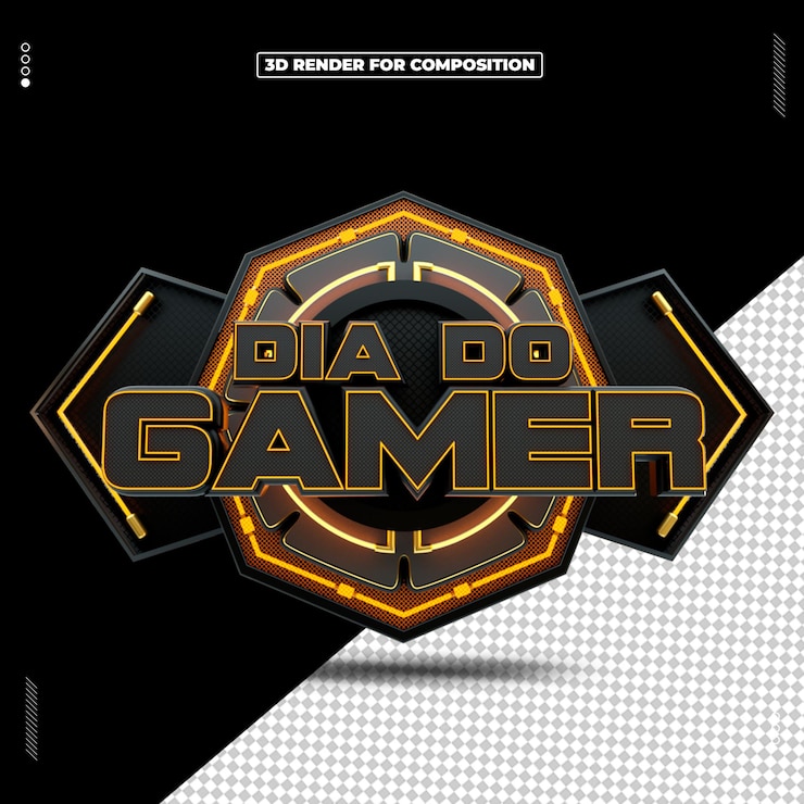 PSD selo 3d dia do gamer 29 di agosto