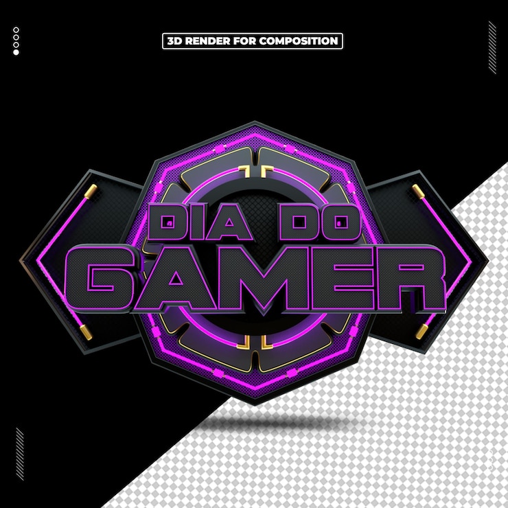PSD selo 3d dia do gamer 29 di agosto