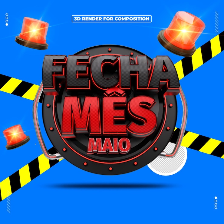 PSD selo 3d fecha mes maio redes sociais (en inglés)