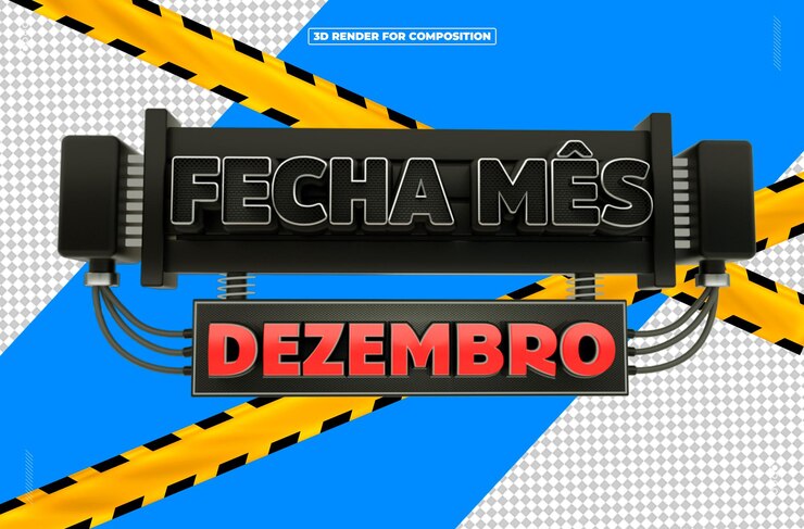 PSD selo 3d fecha mes redes sociais de diciembre
