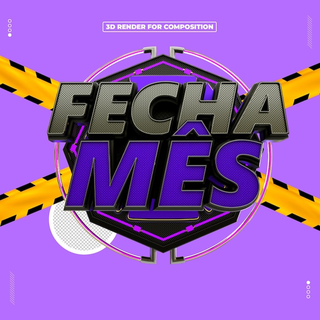 Selo 3D Fecha Mes Redes Sociais (en inglés)