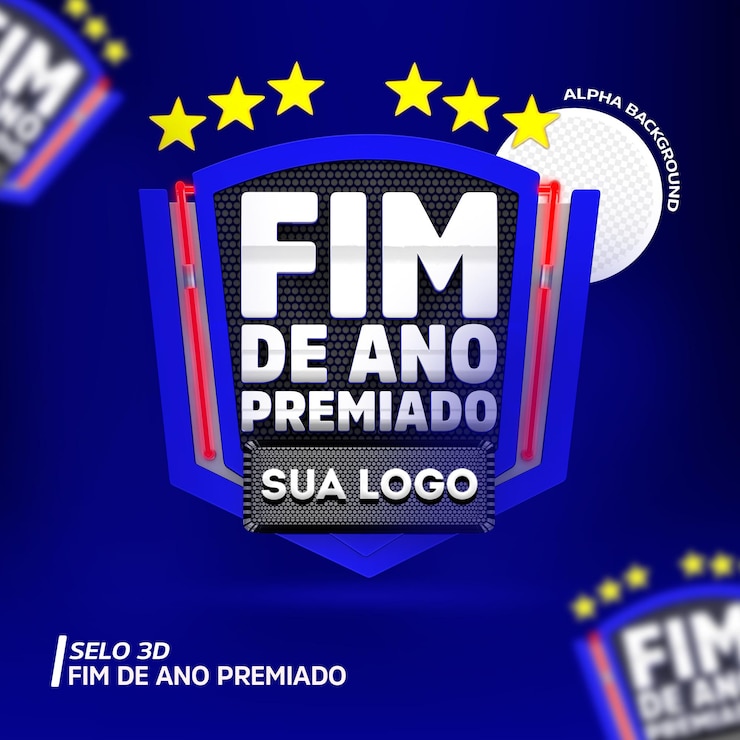 PSD selo 3d fim de ano premiado para composición psd