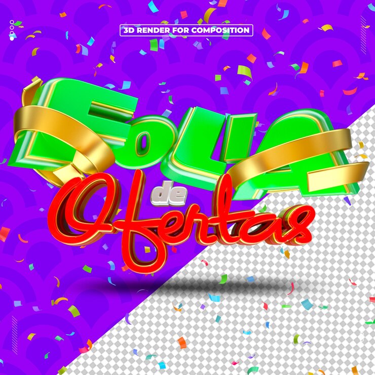 PSD selo 3d folia de ofertas carnaval redes sociais