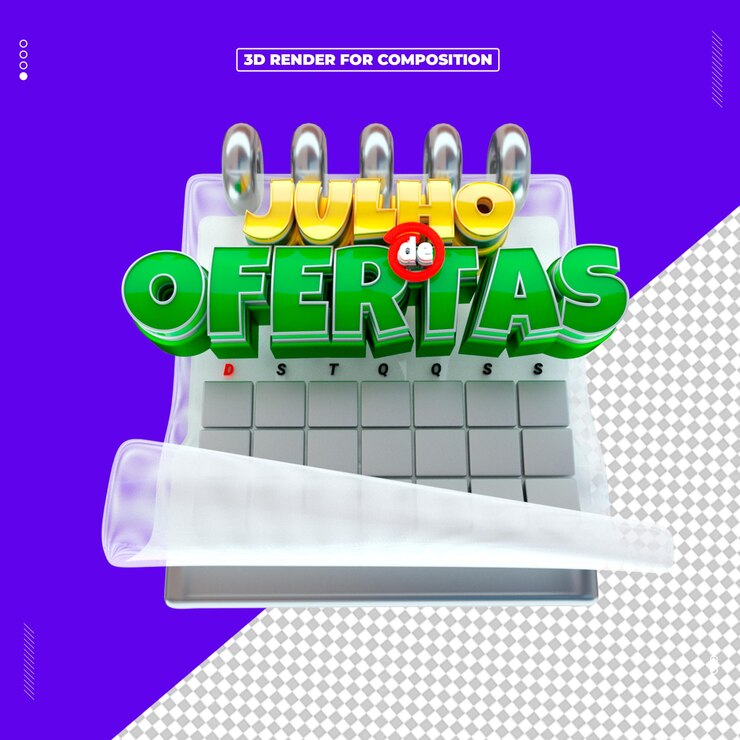 PSD selo 3d julho de ofertas redes sociais (em inglês)