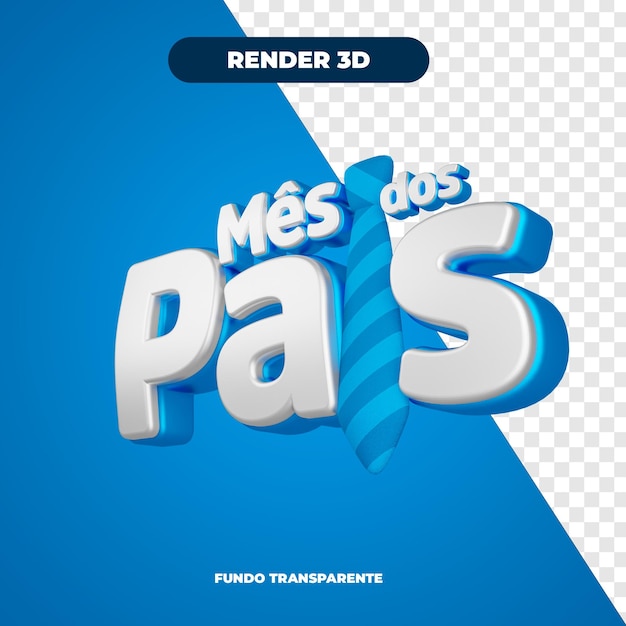 PSD selo 3d mes dos pais vista do lado direito