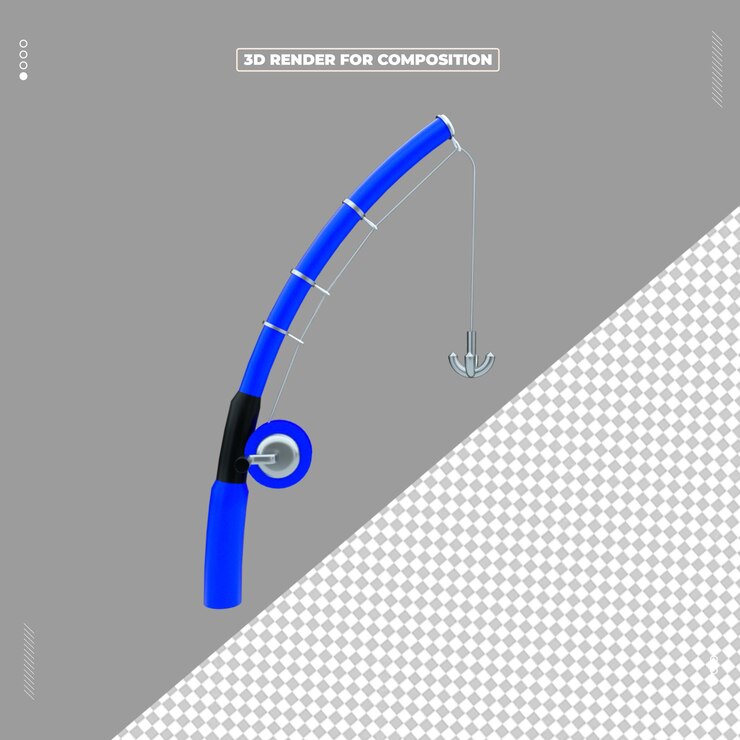 PSD selo 3d objeto renderizado vara de pesca