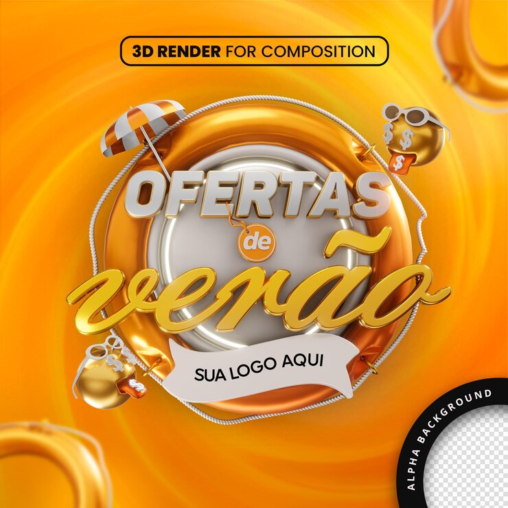 PSD selo 3d ofertas de verao