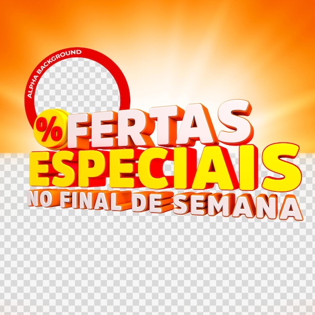 Selo 3d Ofertas Especiales no final de semana