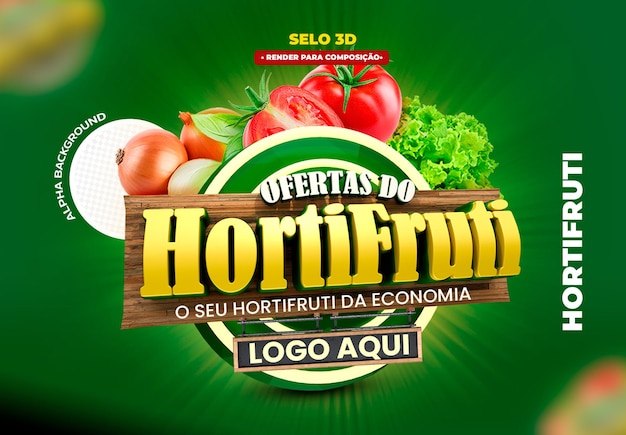 PSD selo 3d orfertas do hortifruti