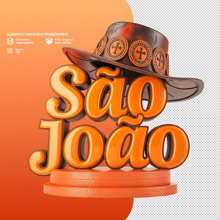 PSD selo 3d para a composição do so joo psd